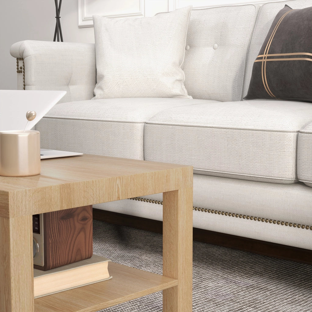 Tavolino da caff¨¨ moderno con ripiani ¨C zephmum ¨C naturale 90x45x44,5 cm