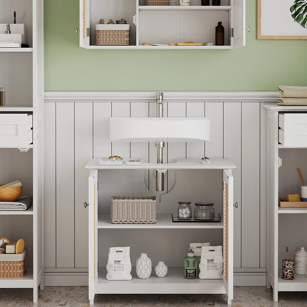 Vicco Set di mobili da bagno Bianco 4 pezzi, con colonna