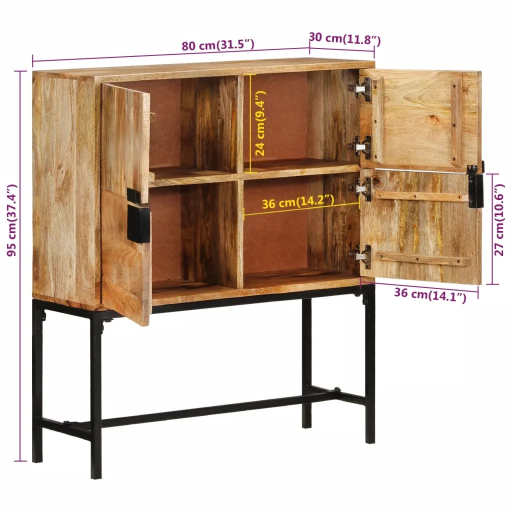 Credenza 80x30x95 cm in Legno Grezzo Massello di Mango 351713
