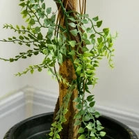 Albero Artificiale con 3 Piante di Bosso, con Vaso in Cemento, Interno ed Esterno, Altezza 115 cm