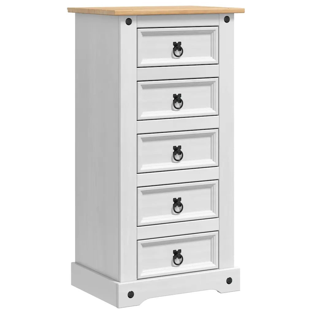 Comodino Corona Bianco 53 x 39 x 103 cm Pino massello