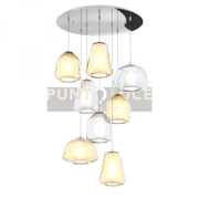 SOSPENSIONE CROMO 8 LUCI TONDA VETRI (ALPHA TR+AM) (1X BETA TR + 2X AM) (1X GAMMA TR + 2X AM) 1176CR-S8 T ABG-TA