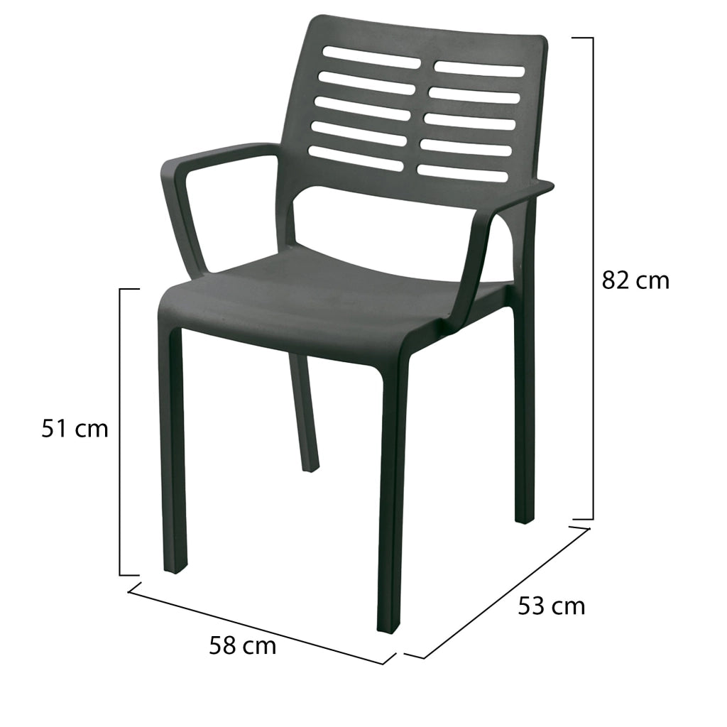 Hero, Sedia da Esterno 4 Sedie Made in Italy, Nero Antracite