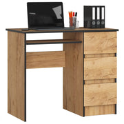Scrivania per computer AKORD A6 Quercia Craft 90 cm 3 cassetti 90x50x77 cm Modello a destra