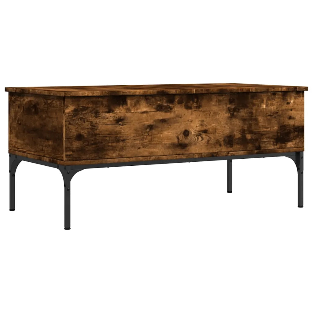 Tavolino da salotto | Tavolino da caff¨¨ | Tavolino da Soggiorno Rovere Fumo 100x50x45cm in Legno Multistrato e Metallo