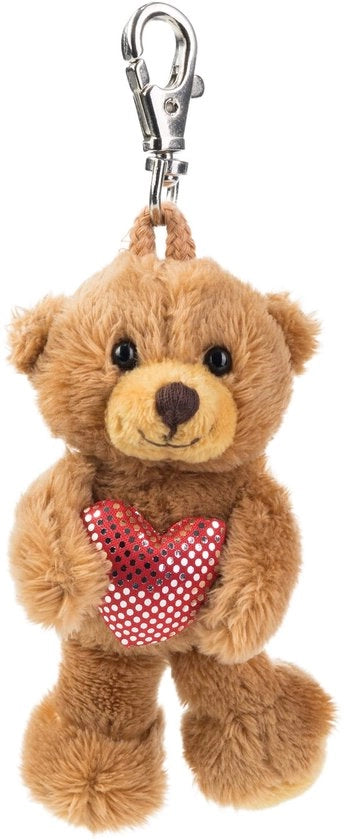 Schiacciatore 235 con Cuscino di Peluche Teddy con Cuore Marrone, 8 - 12 cm