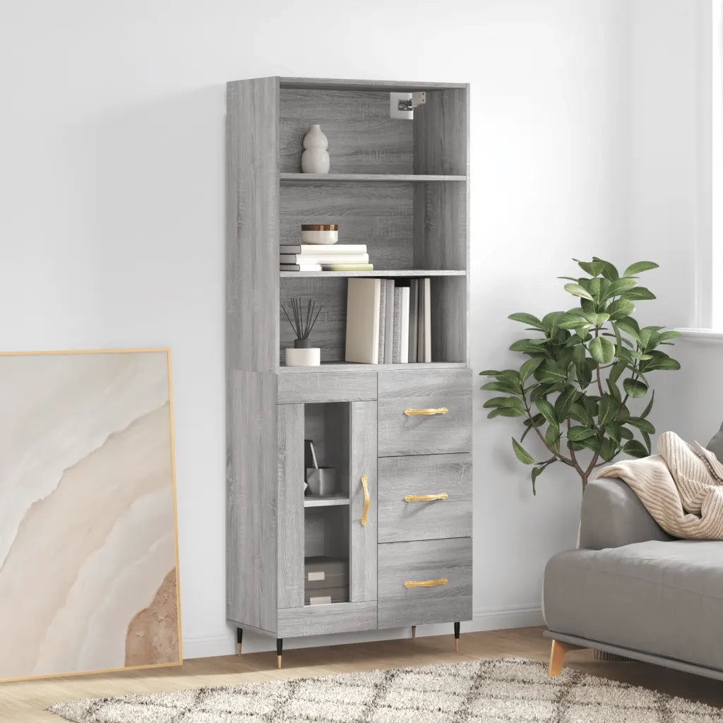 Credenza-Buffet-Armadio da cucina Grigio Sonoma 69,5x34x180 cm in Legno Multistrato 396006