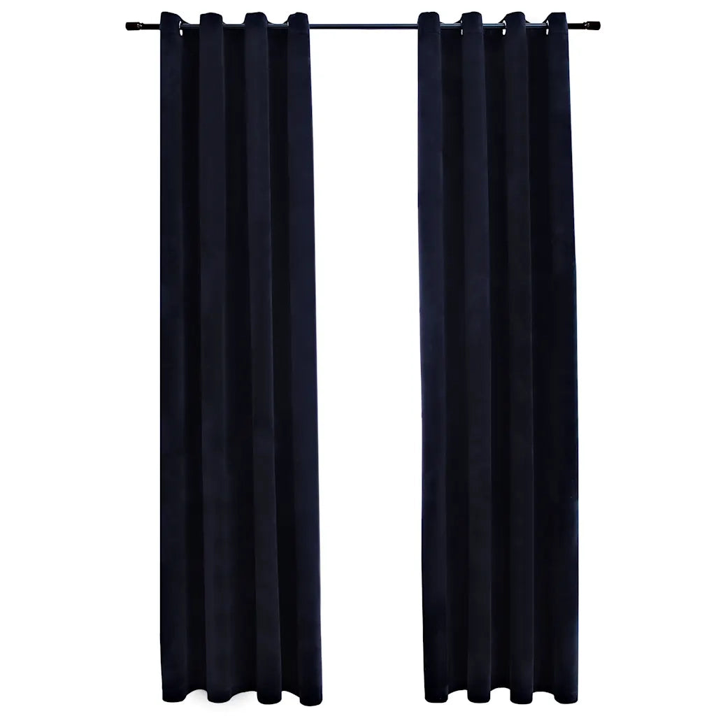 Tende Oscuranti con Anelli 2 pz Nere in Velluto 140x225 cm cod mxl 63364