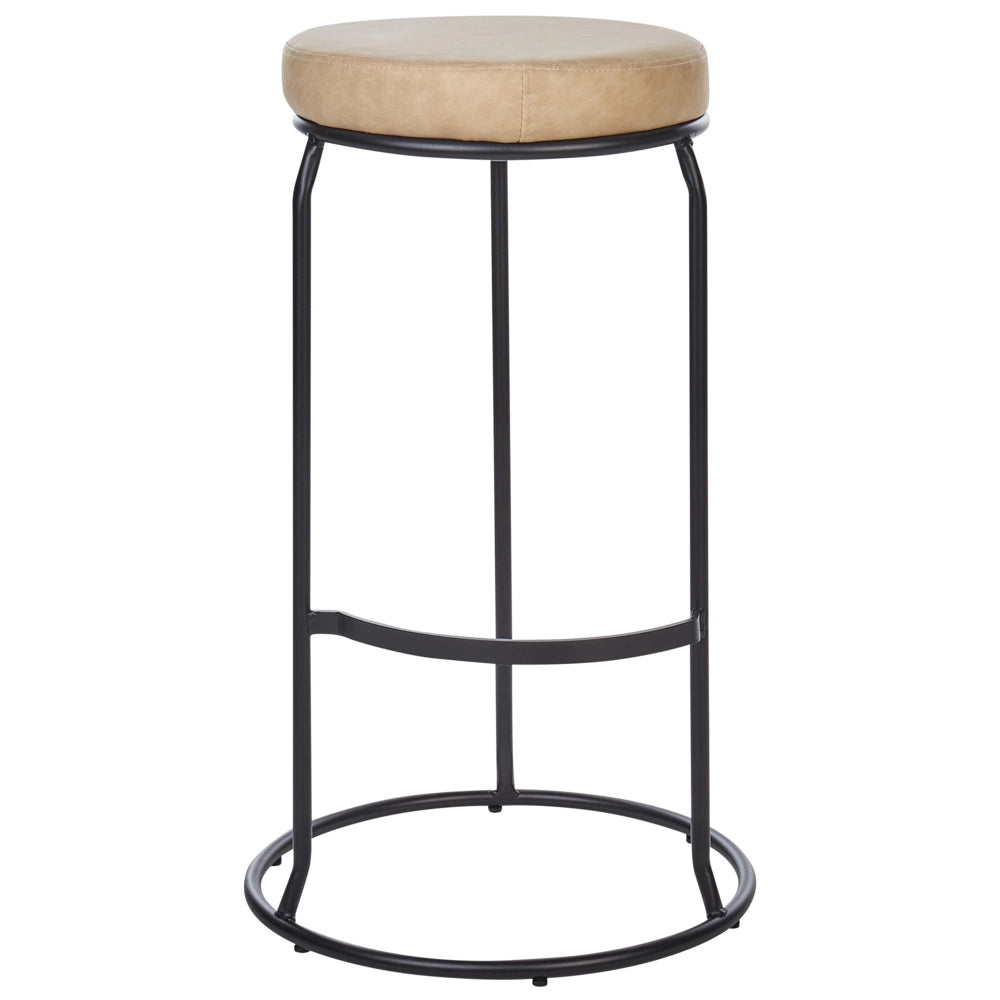 Set di 2 sedie da bar in ecopelle beige con gambe in acciaio senza braccioli stile moderno soggiorno