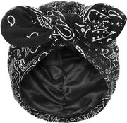 Cappello da donna con copertura di tessuto satino - Foderato in lusso - Cinturino rimovibile - Leggero e traspirante - Prevenzione della rottura dei capelli - Cintura per capelli