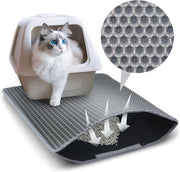 Mat per gatto - 45x30 Cm - Ricevitore di ghiaia - Impermeabile - Doppia strato - Accessori per gatto - Struttura a ghiaia - Mat per gatto protegge il pavimento dalla gomma del gatto - Grigio - 1 pezzo