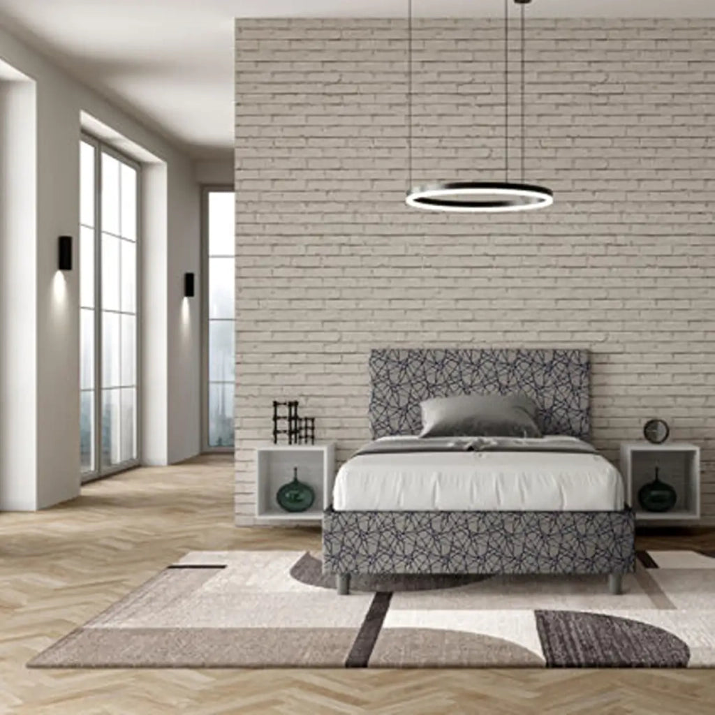Letto una piazza e mezza senza rete imbottito 120x190 tessuto Era 9 blu Adele