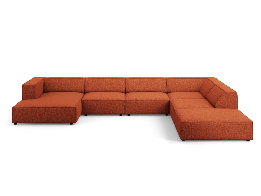 Cosmopolitan Design - Divano panoramico destro "Arendal" 7 posti in ciniglia terracotta 