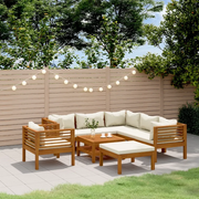 Set Divani da Giardino 8 pz con Cuscini Crema in Legno Acacia cod mxl 39872