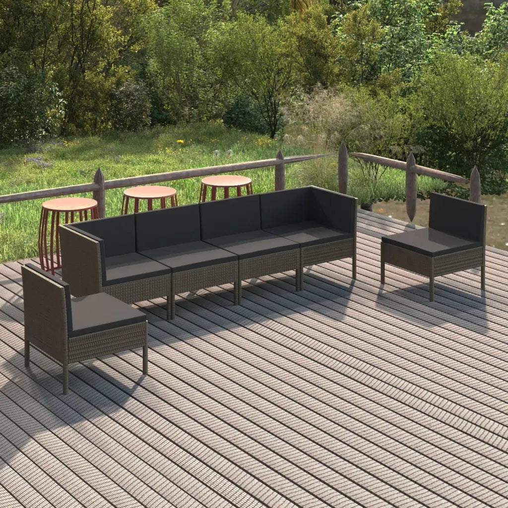 Set Divani da Giardino 8 pz con Cuscini in Polyrattan Grigio cod mxl 38306