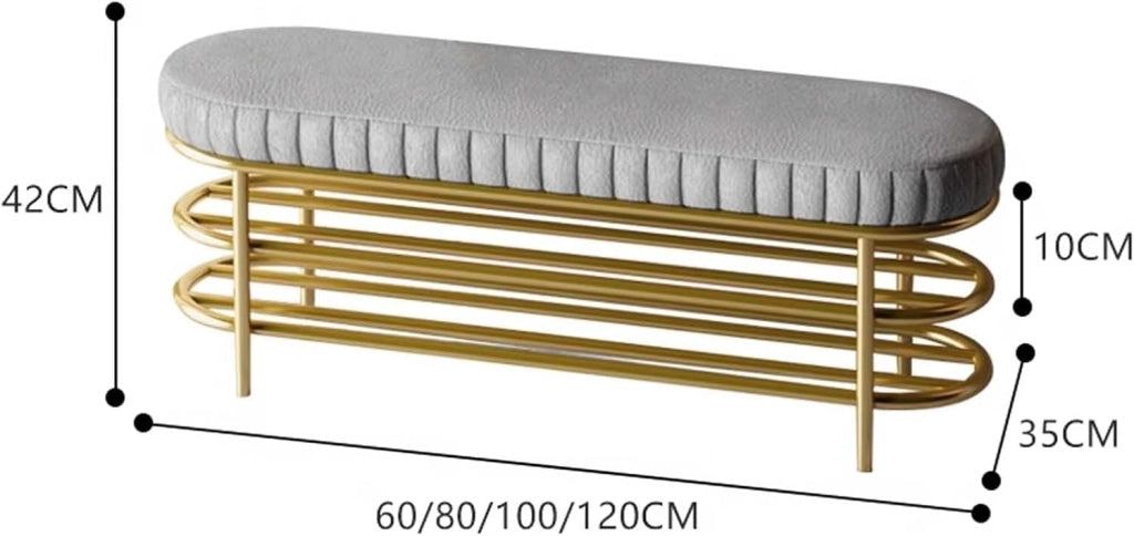 scarpiera Scarpiera in Metallo Dorato con Seduta - Panca per Scarpe a 2 Strati per Ingresso - Panca per Corridoio Stretto con Contenitore per Soggiorno - Bianca (60 cm)