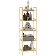 SCAFFALE BAGNO A 5 RIPIANI REGOLABILI IN ALTEZZA IN BAMBÙ 43.5X31.5X142 CM LEGNO NATURALE