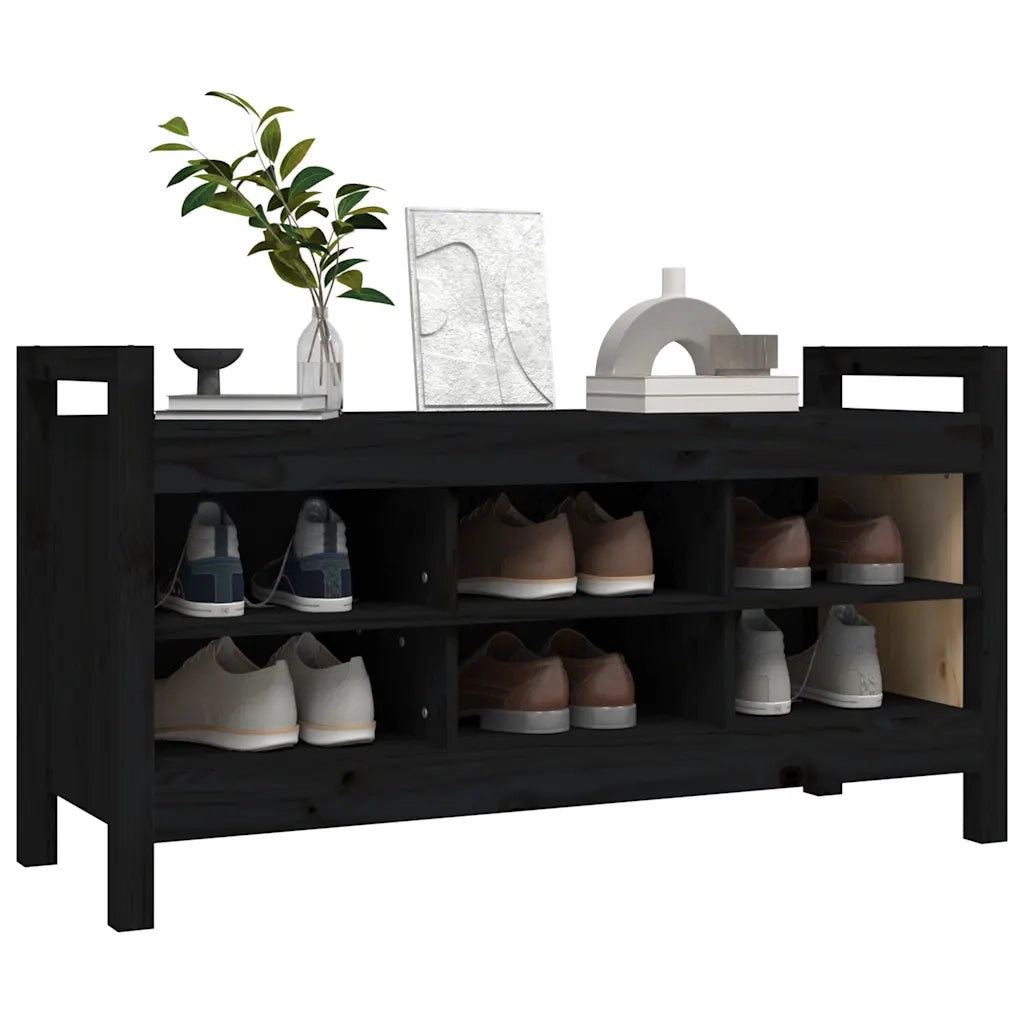Panca da ingresso-Sgabello-Panca da Corridoio Nero 110x40x60 cm in Legno Massello di Pino