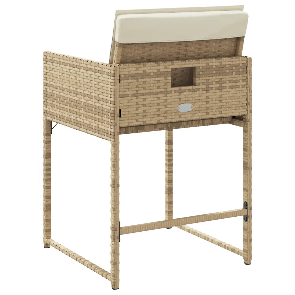 Sedie da Giardino con Cuscini 4 pz | Sedie da Esterno Beige in Polyrattan
