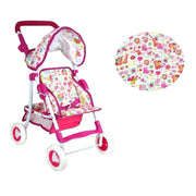 Trade Shop - Passeggino Giocattolo Per Bambola 60cm Rosa Carrozzino Metallo Richiudibile -