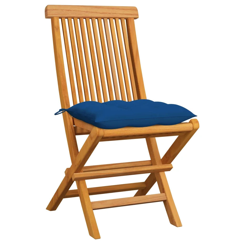 Sedie da Giardino con Cuscini Blu 6 pz in Massello di Teak 3065615