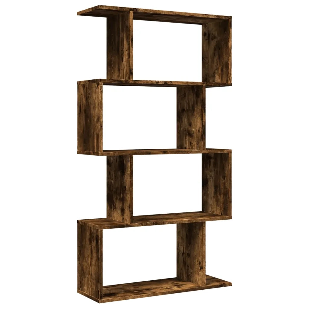Libreria 4 Ripiani-Scaffale per Libri-Mobile di Stoccaggio Rovere Fumo 70x24x129 cm in Truciolato