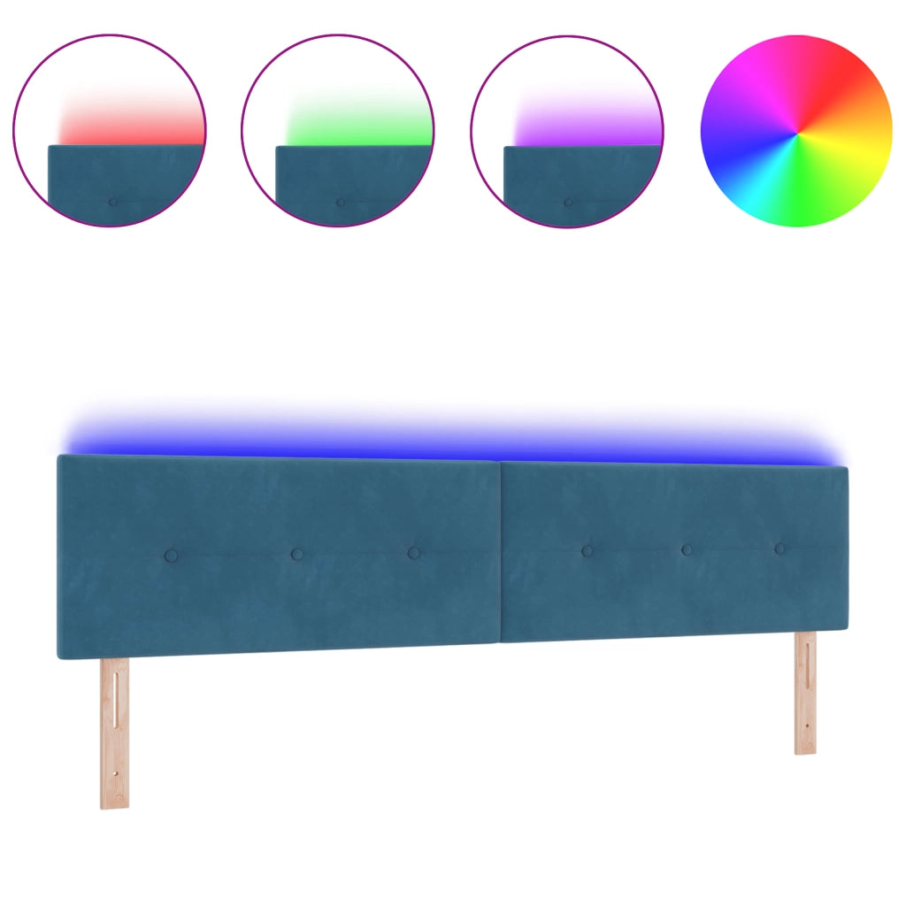 Testata LED  Con Bottoni Trapuntati Blu Scuro 100 cm Velluto