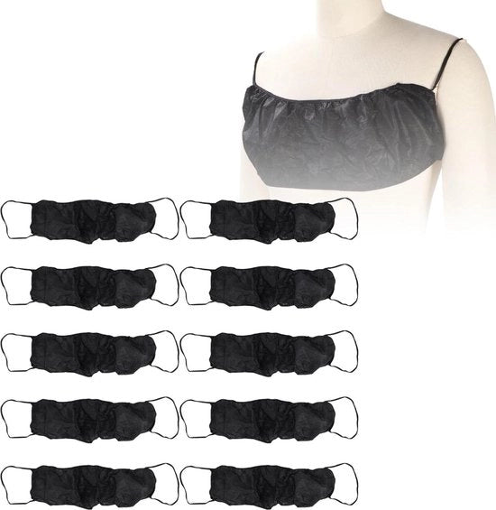Bustehouders per 10 unit - Stoffa non tessuta da uso professionale per saloni di bellezza - Abbigliamento per donne - Individuale imballaggio - Nero.