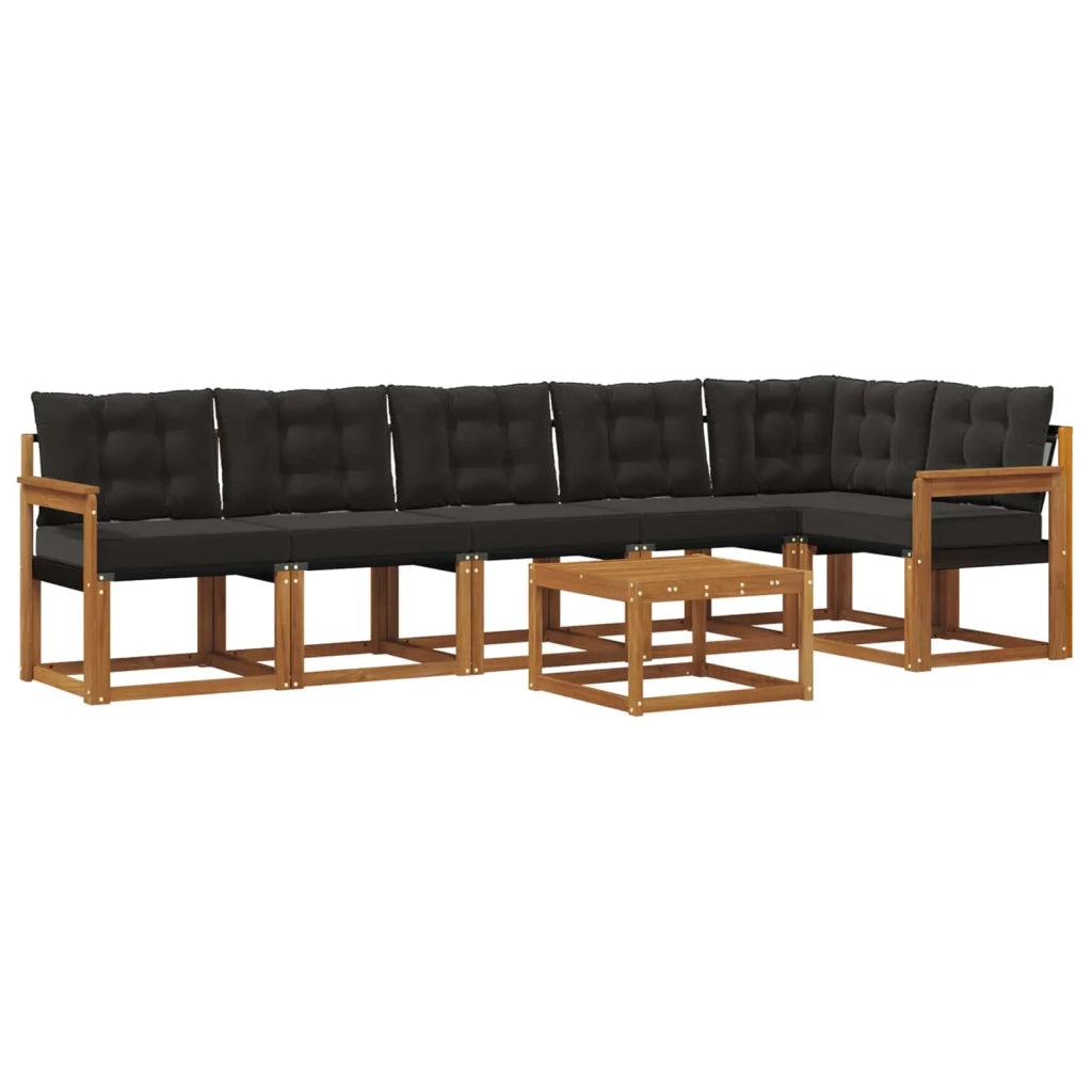 Set di divani da esterno con cuscino 7 pcs Naturale e Nero 3368731