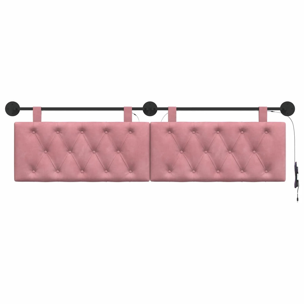 Testiera | Testata sospesa Con luce LED Rosa Velluto
