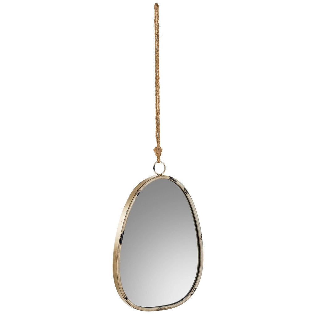 Specchio da parete in metallo oro e corda 25x2,5x36h