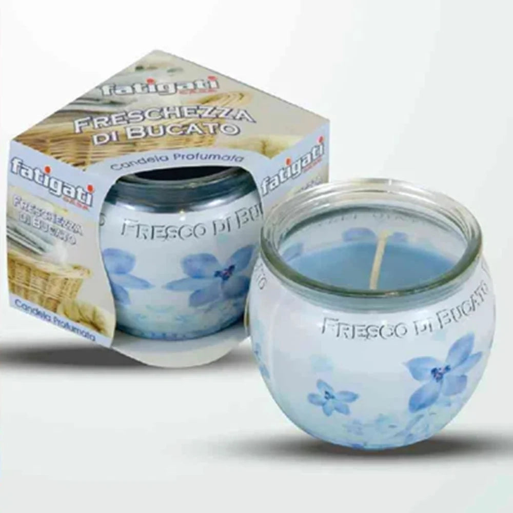 Trade Shop - Set 12pz Candela In Vasetto Vetro Profumo Fresco Di Bucato Per Ambiente Decorativo 295548a -