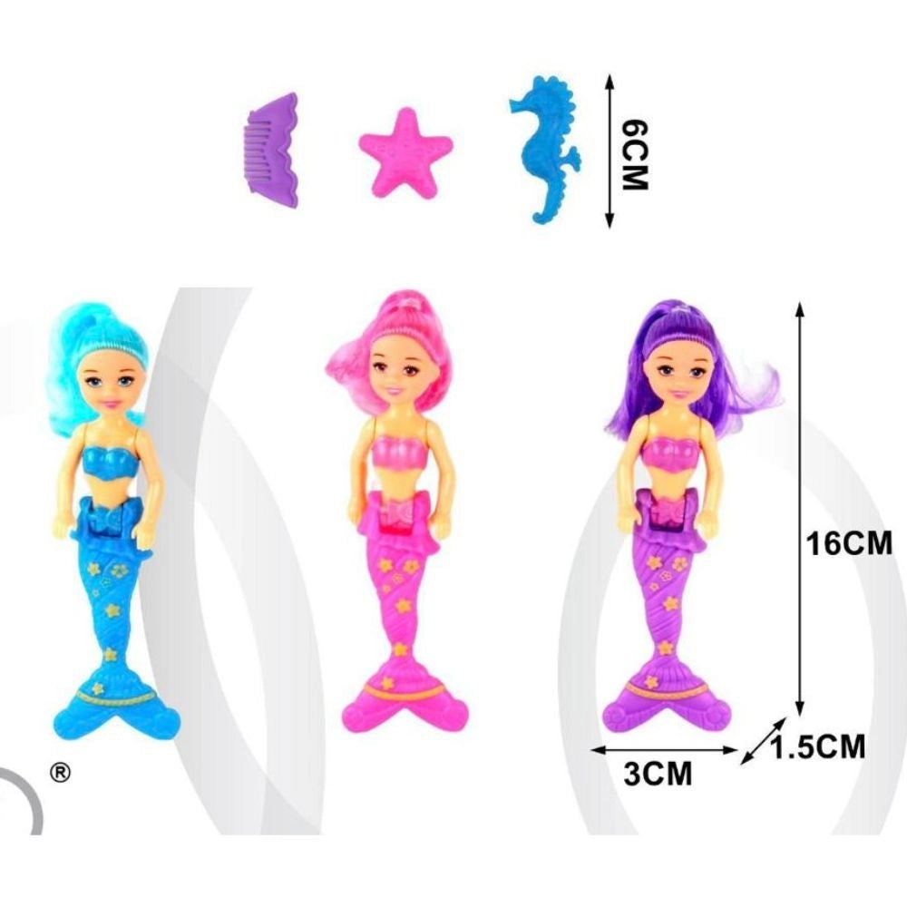 Trade Shop - Sirenetta Bambola Magica Principessa Del Mare Con Accessori 3x16cm Gioco Bimba -