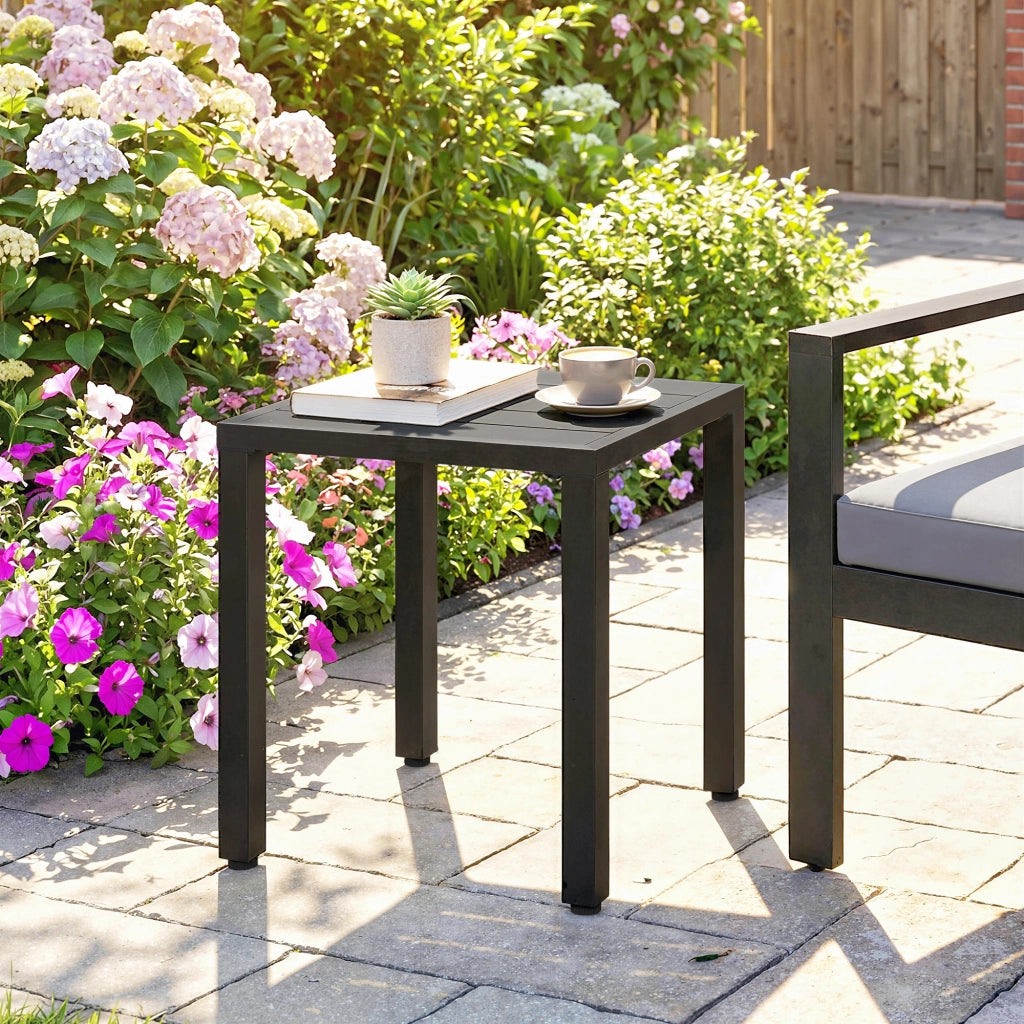 Tavolo da giardino quadrato ¨C Zephmum ¨C Nero metallo