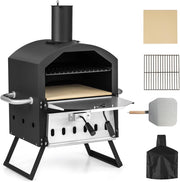 Forno per pizza aperto per esterni, 2 sezioni, 600°C, Forno in Legno portatile in Acciaio inossidabile, Mini Forno con Pizza, Spatola per Pizza, Griglia Coperchio impermeabile