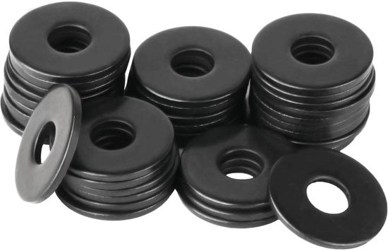 Assortimento di 35 pezzi di anelli di chiusura M8 in acciaio inossidabile nero.
