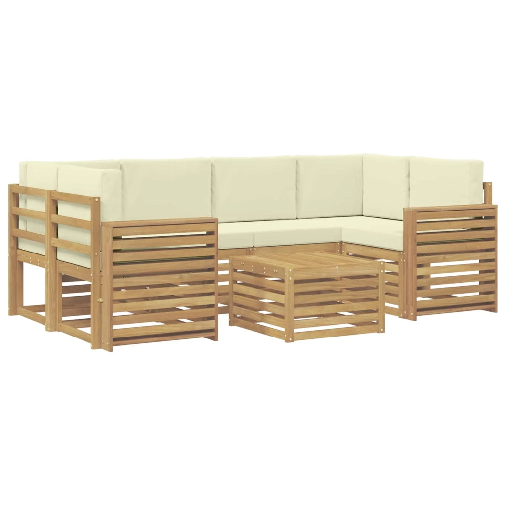 Set di divani da esterno 7 pcs Bianco e Crema Poliestere 3391480