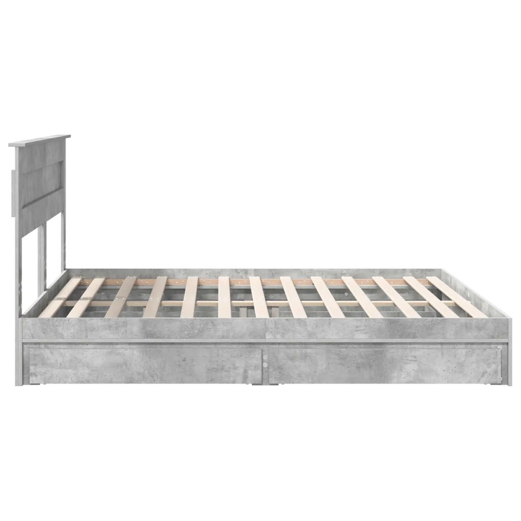 Letto con Contenitore con testiera Grigio cemento 200 x 200 cm