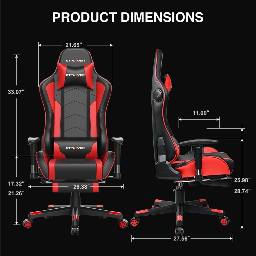 Sedia da Gaming con Poggiapiedi e Altoparlante Bluetooth Poltrona Ufficio Scrivania Ergonomica Sedie Musicale Rossa