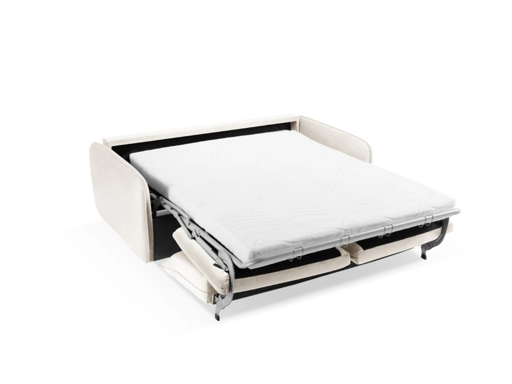 Cosmopolitan Design - Divano convertibile "Vienna" 3 posti in velluto beige chiaro 