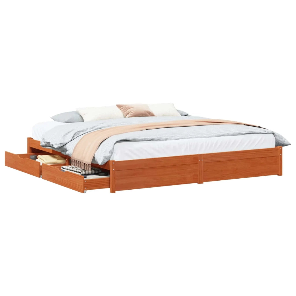 Struttura del letto con cassetto Marrone cerato 200 x 200 cm 3422721