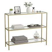 Consolle Domenica, Tavolo multiuso, Mobiletto d'appoggio, Scrivania da corridoio, 100x30h85 cm, Oro
