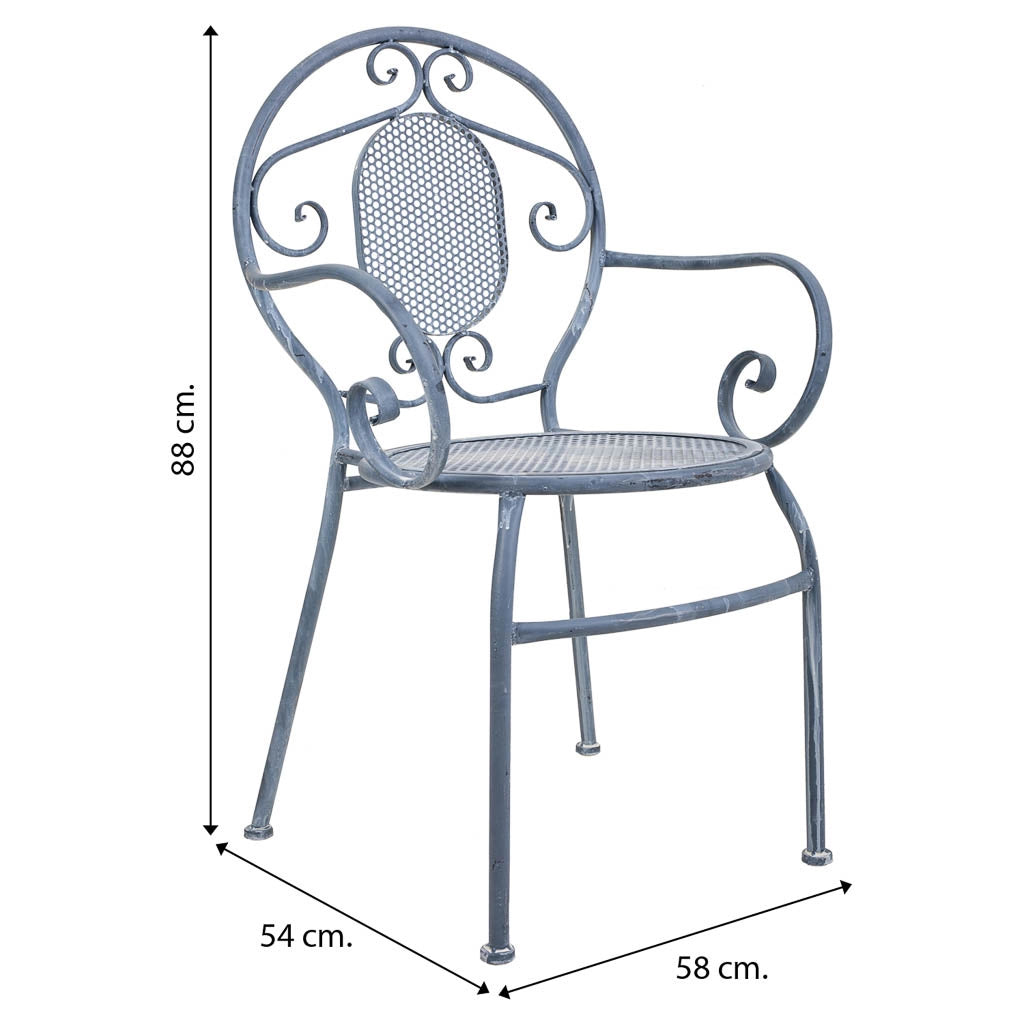 Poltrona in ferro battuto grigio 58x54x88l