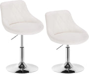 Set di 2 Casa Sedia Alta per Cucina con Schienale in PU, senza Poggiapiedi, l'altezza può essere regolata tra 42-58 cm, Bianco, BH241ws-2