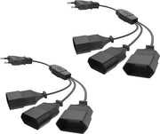 Cavo di estensione con presa multiplo - 2 pezzi - adattatore di presa 3 in 1 - 25 A/250 V - cavo flessibile - convertitore di corrente - espansione di cassetti di presa multiplo - per computer, TV, PC, telefono
