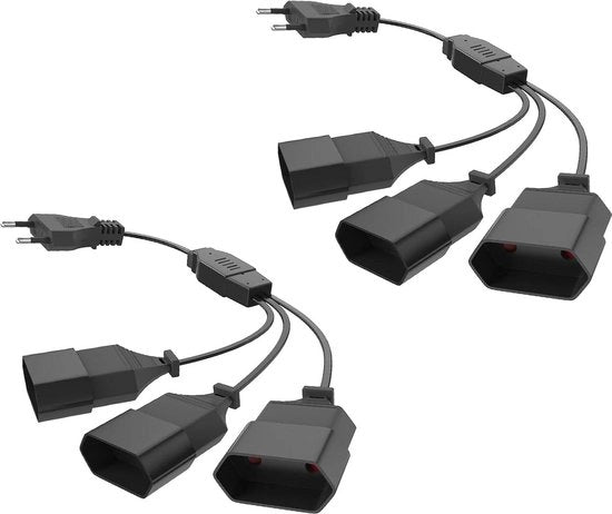 Cavo di estensione con presa multiplo - 2 pezzi - adattatore di presa 3 in 1 - 25 A/250 V - cavo flessibile - convertitore di corrente - espansione di cassetti di presa multiplo - per computer, TV, PC, telefono