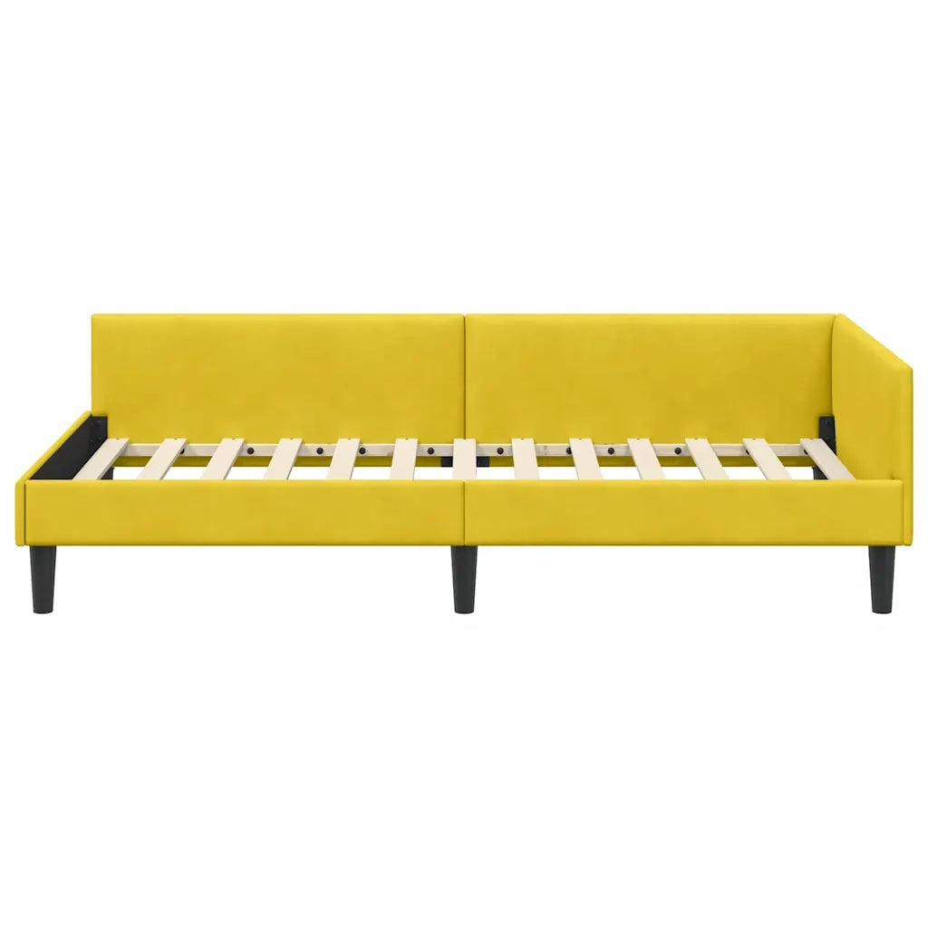 Letto singolo | Letto per adulti | Cornice del letto ad angolo Giallo 80 cm x 200 cm Velluto