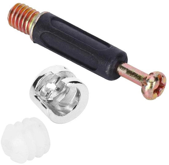 Connettivi per mobili 100 Set - Noccioli/Plugg - Viti preassemblate - Impronte d'acqua e calore resistenti - Resistenti alla ruggine - Per spessori di piastre ≥ 16 mm - Connettivi per mobili