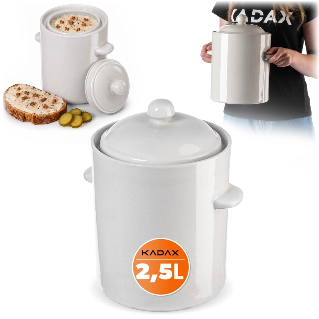 Vaso KADAX a forma di barile per sottaceti con collarino, 2,5 l, in gres per cavoli e cetrioli
