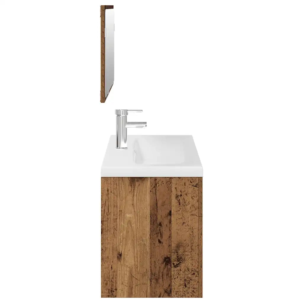 Set Mobili da Bagno | Armadio da bagno 3 pz Legno Antico in Legno Multistrato